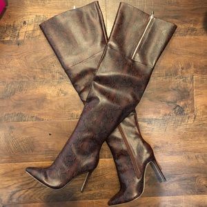 Snake Skin Knee High Boots